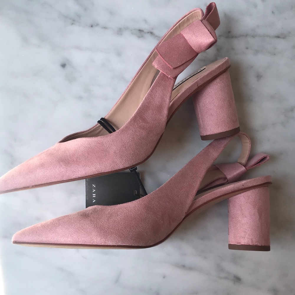 Zara pink suede slingbacks